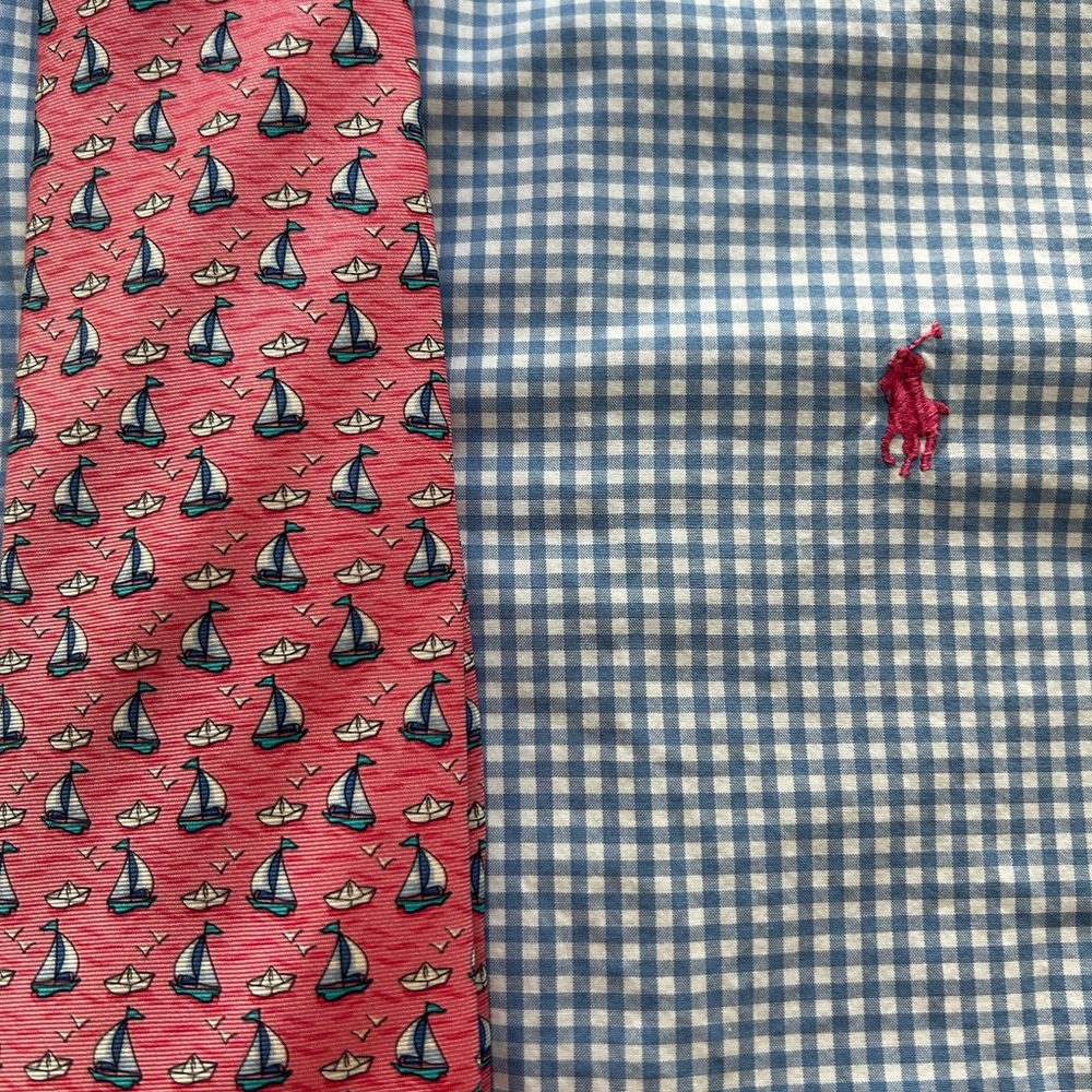 Brooks Brothers silk tie – pink with light blue sailboats – NWT - Picture 5 of 7